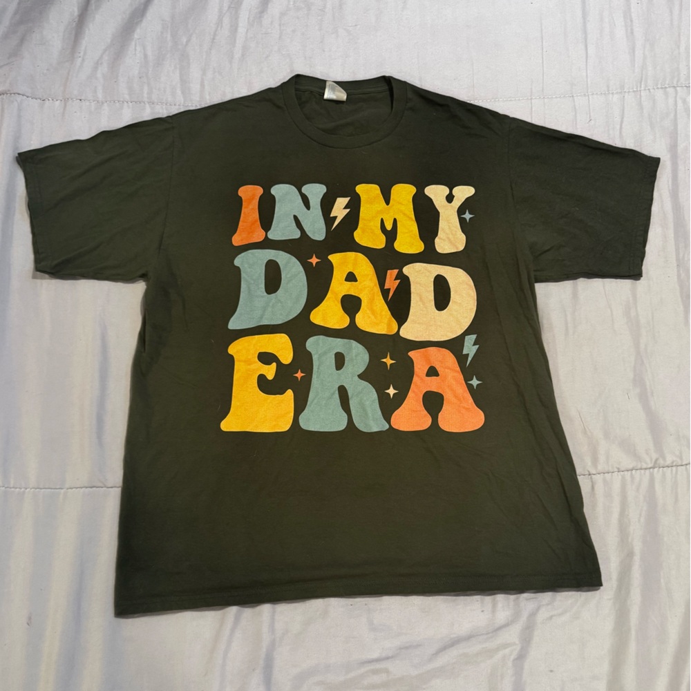 "In My Dad Era" Olive Green Cotton Shirt